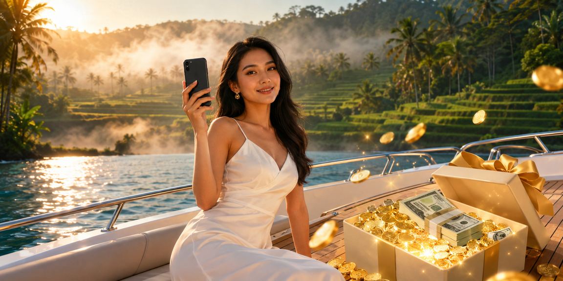 Model menggunakan aplikasi casino di smartphone dengan tampilan modern