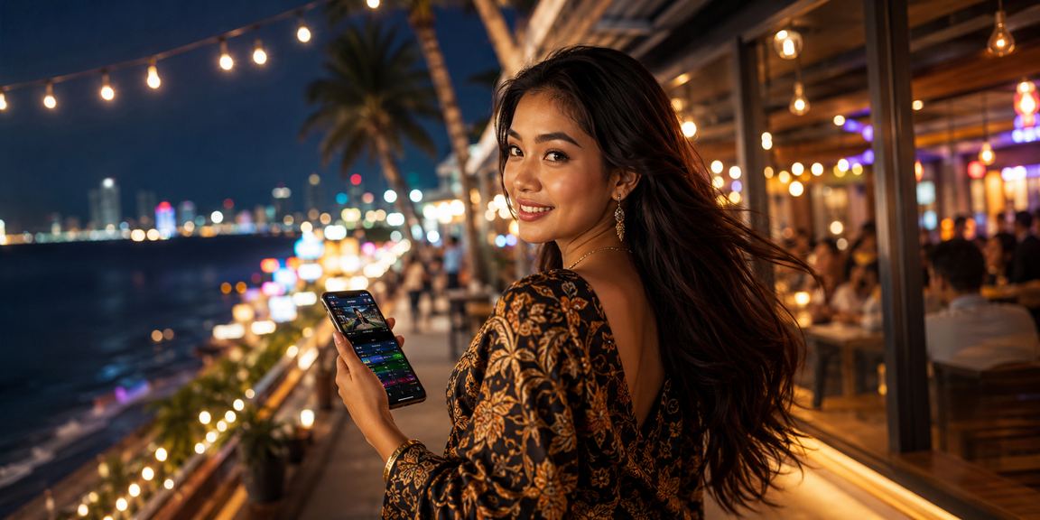 Pengguna mengakses akun casino mobile sambil menikmati kopi Vietnam
