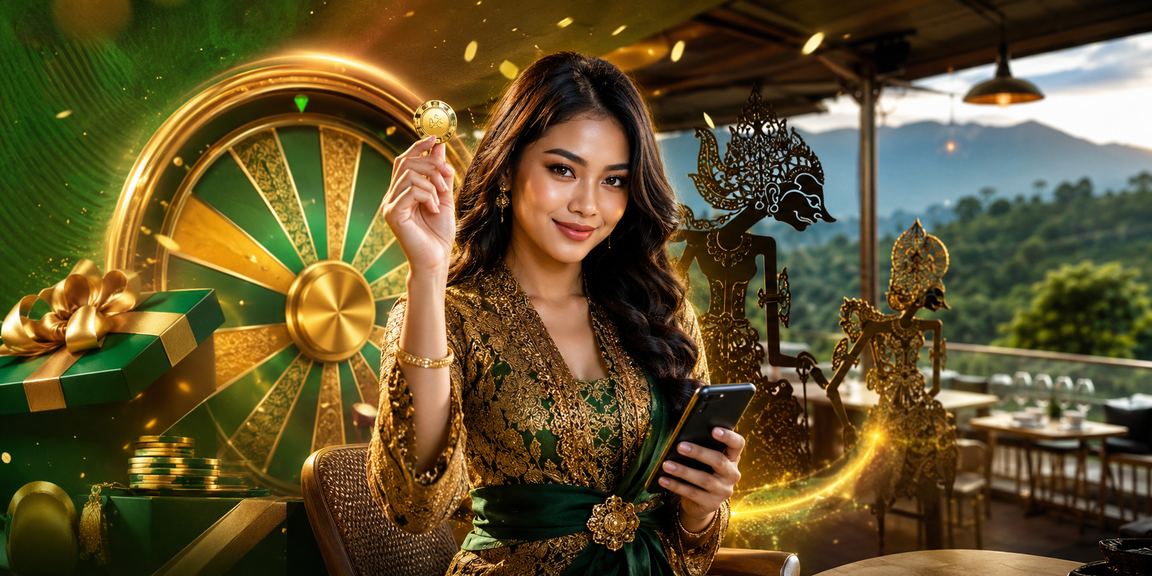 Meja roulette elegan di kafe Vietnam dengan pencahayaan hangat